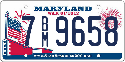 MD license plate 7BM9658