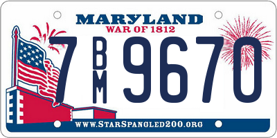 MD license plate 7BM9670