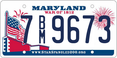 MD license plate 7BM9673