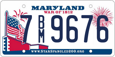 MD license plate 7BM9676