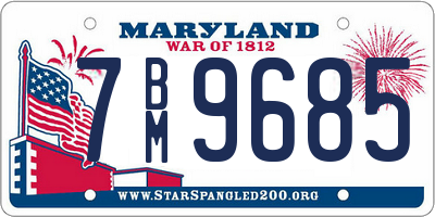 MD license plate 7BM9685