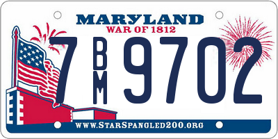 MD license plate 7BM9702