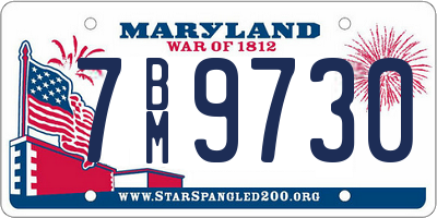 MD license plate 7BM9730
