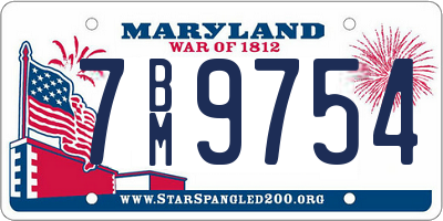 MD license plate 7BM9754