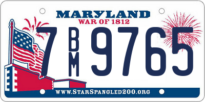 MD license plate 7BM9765