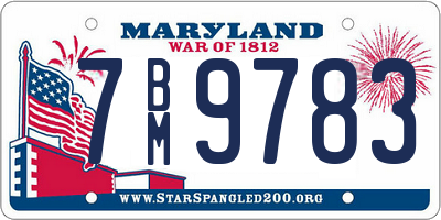 MD license plate 7BM9783