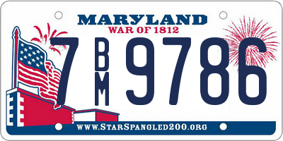 MD license plate 7BM9786