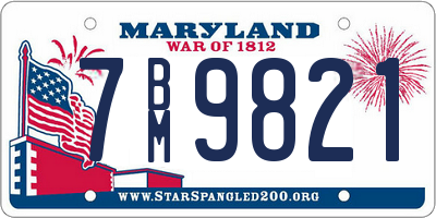 MD license plate 7BM9821