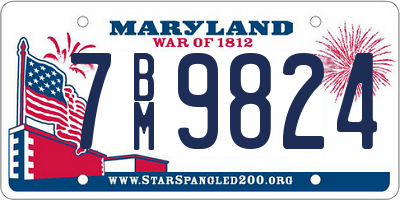 MD license plate 7BM9824