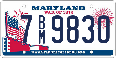 MD license plate 7BM9830