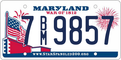 MD license plate 7BM9857