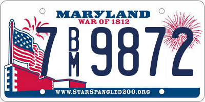 MD license plate 7BM9872