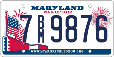MD license plate 7BM9876