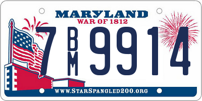MD license plate 7BM9914
