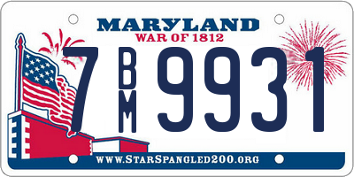 MD license plate 7BM9931