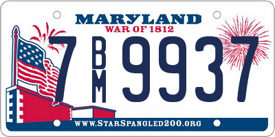 MD license plate 7BM9937