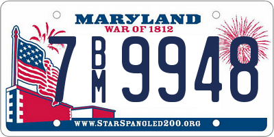 MD license plate 7BM9948