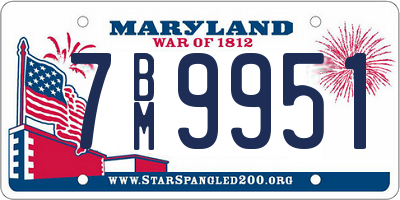 MD license plate 7BM9951