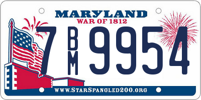 MD license plate 7BM9954