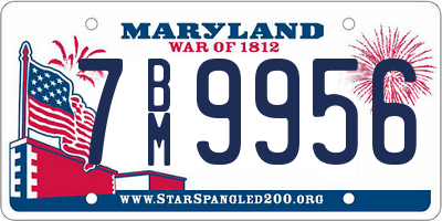 MD license plate 7BM9956