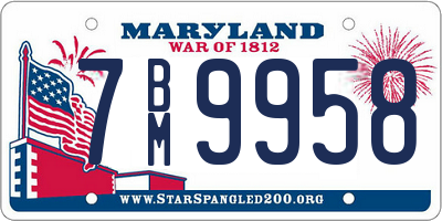 MD license plate 7BM9958