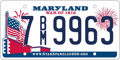 MD license plate 7BM9963