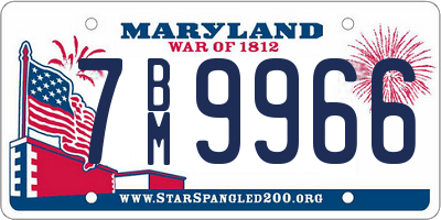 MD license plate 7BM9966
