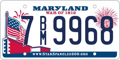 MD license plate 7BM9968
