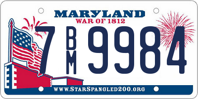 MD license plate 7BM9984
