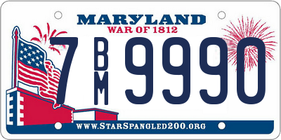 MD license plate 7BM9990