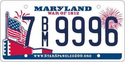 MD license plate 7BM9996