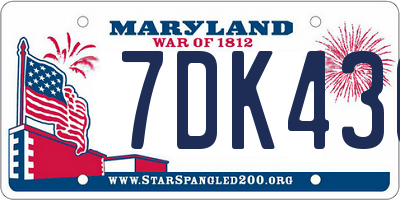 MD license plate 7DK436