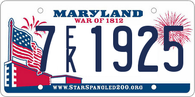 MD license plate 7EK1925