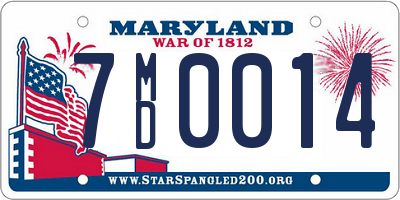 MD license plate 7MD0014