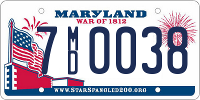 MD license plate 7MD0038