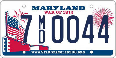 MD license plate 7MD0044
