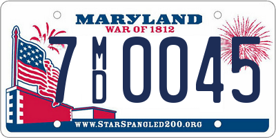 MD license plate 7MD0045