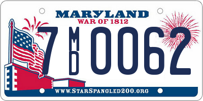 MD license plate 7MD0062