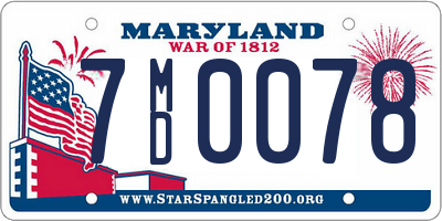 MD license plate 7MD0078