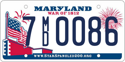 MD license plate 7MD0086