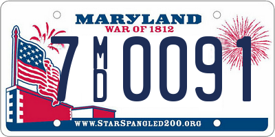 MD license plate 7MD0091
