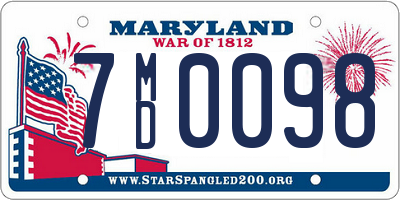 MD license plate 7MD0098