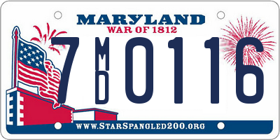 MD license plate 7MD0116