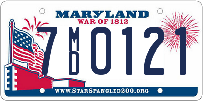 MD license plate 7MD0121