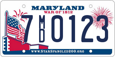 MD license plate 7MD0123