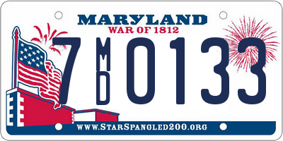 MD license plate 7MD0133