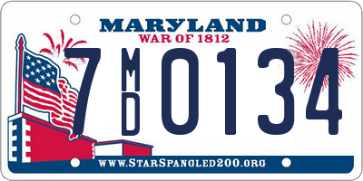 MD license plate 7MD0134