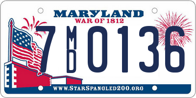 MD license plate 7MD0136