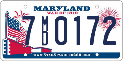 MD license plate 7MD0172