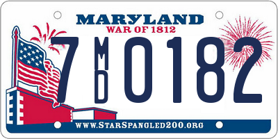 MD license plate 7MD0182